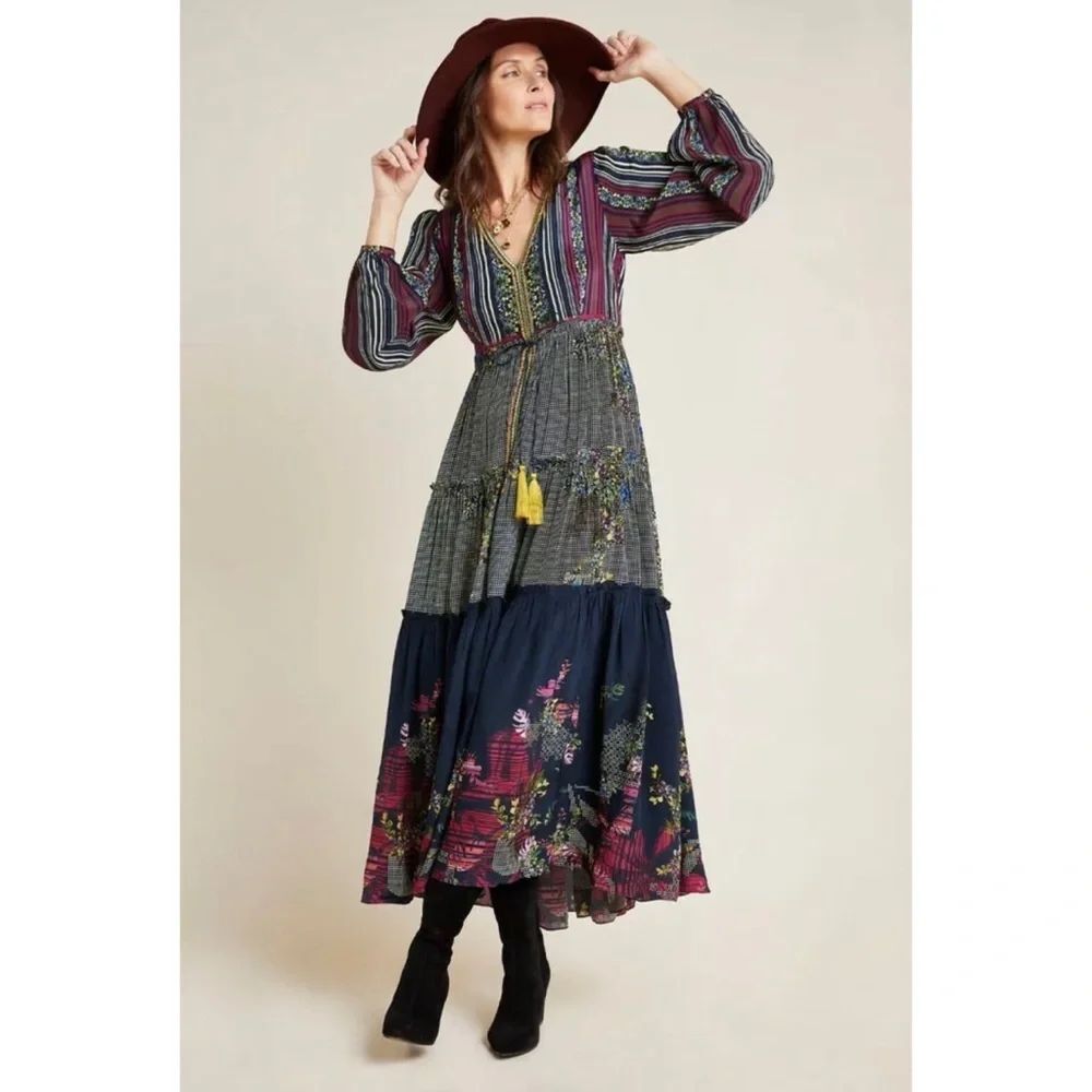 Anthropologie Bhanuni By Jyoti Tatiana Tiered Maxi Dress